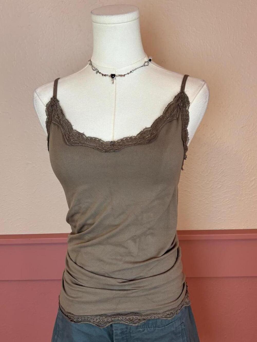 lacey brown fitted cami top merona sz medium seamless layer